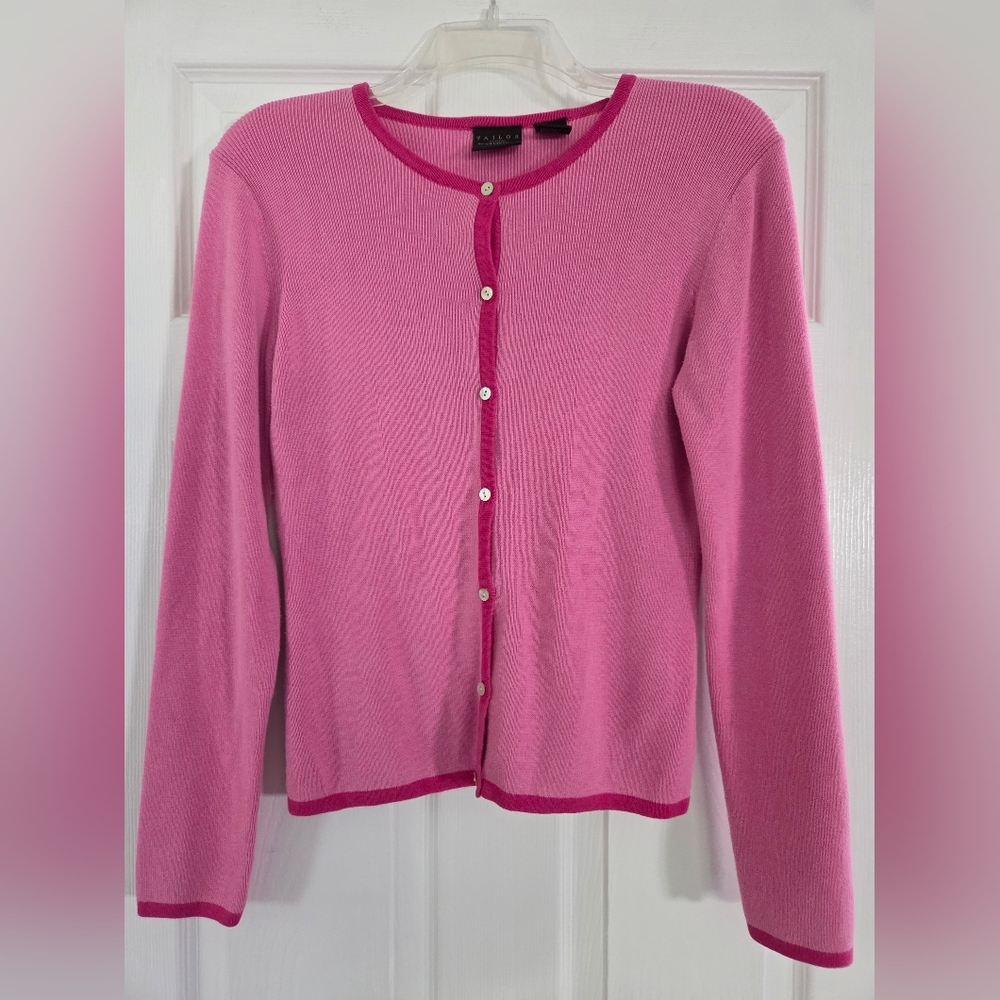 Tailor B. Moss Fuchsia/ Hot Pink Button-Up Cardigan Small